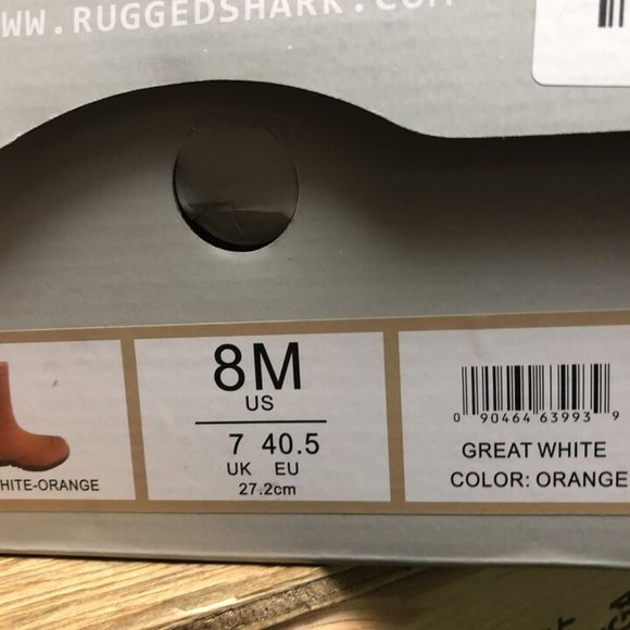 Rugged Shark Mens Great White Rain Boot Waterproof Orange 8 M - Picture 6 of 6